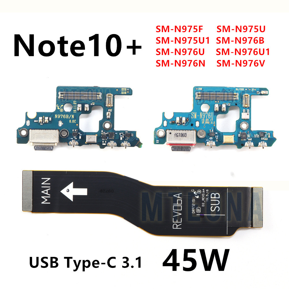 Cổng sạc USB 45W Dock kết nối cổng sạc cho Samsung Galaxy Note 10 + Plus SM-N975F N976B N976U Bo mạch chủ Cáp mềm