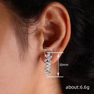 Bông tai zircon lá bạc S925, phụ kiện thời trang đơn giản cho nữ