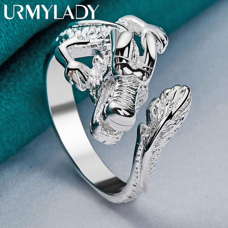 URMYLADY Bạc 925 Rồng Có Thể Điều Chỉnh Nhẫn Nam Tiệc Cưới Thời Trang Quyến Rũ Trang Sức