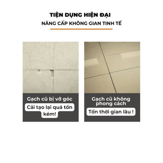 Bộ 36 miếng dán sàn nhà BUNA miếng dán hoa văn nhựa PVC chống thấm nước, keo chỉ kẻ gạch