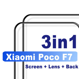 Kính cường lực Chống rơi 3 trong 1 Bảo hiểm đầy đủ cho Xiaomi Poco F7 F6 F5 F4 F3 GT Pro Ultra 5G HD Bảo vệ màn hình + Trở lại phim + Máy ảnh Bảo vệ ống kính