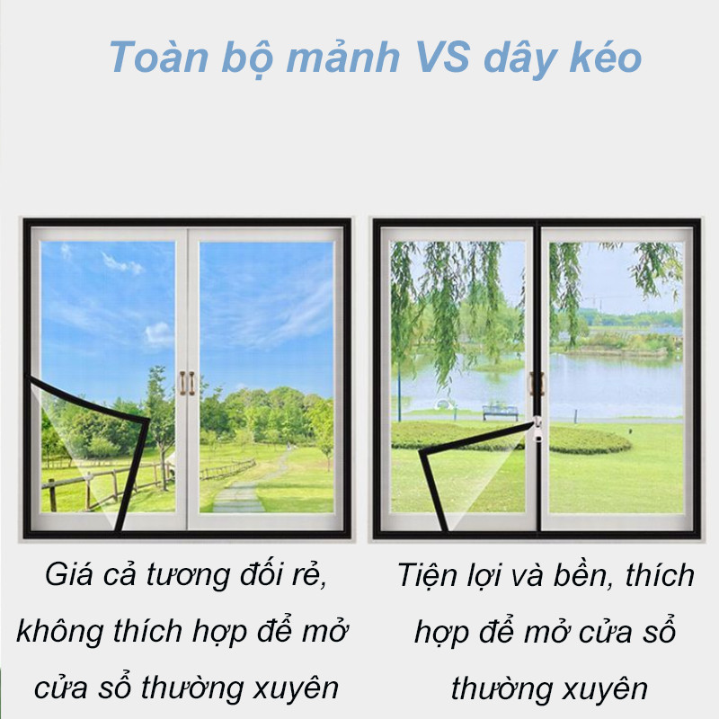 Rèm Chống Muỗi Cửa Sổ Lưới chống Muỗi, Có Khóa Kéo, Lưới Mắt Dày Đặc, Chống Muỗi Chống Bụi