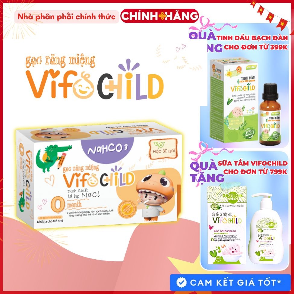 Gạc rơ lưỡi VIFOCHILD Hộp 30 gói Làm sạc răng lưỡi nước và khoang miệng cho bé Baby 3