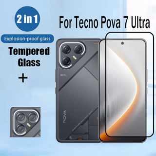 Tecno Pova 7 Ultra 5G 2 trong 1 Kính Cường Lực Bảo Vệ Màn Hình Cho Tecno Pova 7 6 5 Pro Neo Ultra 4G 5G 9D Với Ống Kính Máy Ảnh Phim