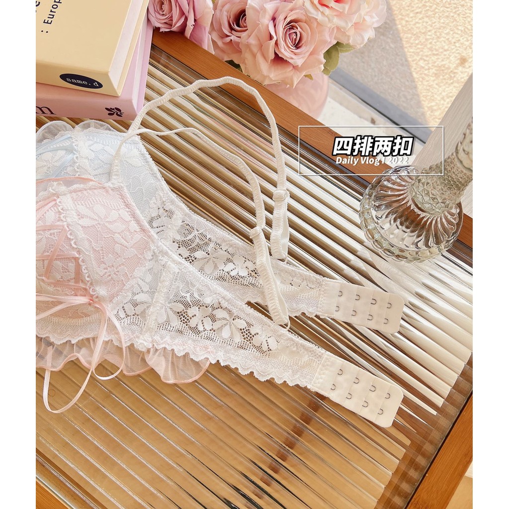 Quần Lót Nữ Ngực Nhỏ Dễ Thương Tập Hợp Không Vòng Thép Thoải Mái Nhật Bản Bộ Áo Ngực Ngọt Ngào