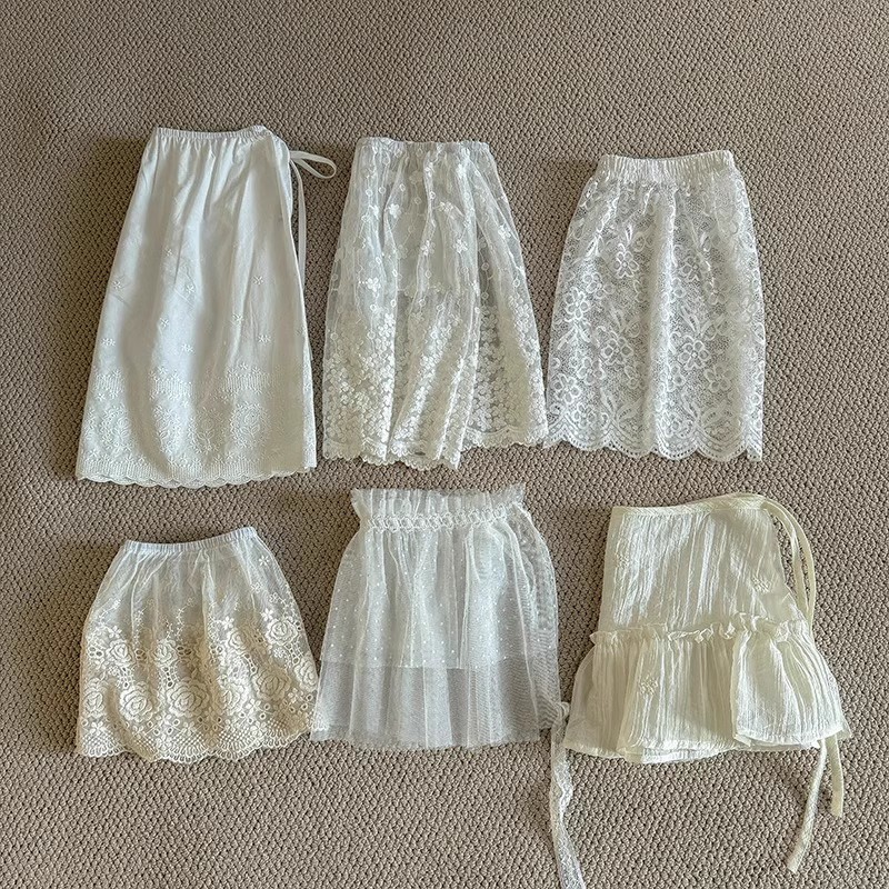 Milyfashion Tất Cả Trận Đấu Váy Chữ A Ren Màu Trơn Lưới Phối Ren Fart Rèm Ngọt Nửa Chiều Váy Hợp Thời Trang