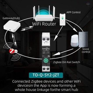 Bộ ngắt mạch thông minh TOKOU Tuya ZigBee có đo sáng 1P 63A DIN Rail Hỗ trợ 3 chế độ thời gian Ứng dụng bảo vệ an toàn Điều khiển từ xa Tương thích với Alexa Assistant f