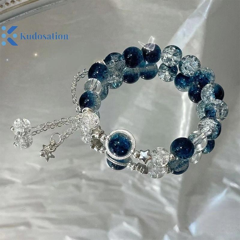 Kudosation Tinh Tế Ngôi Sao Mặt Dây Chuyền Vòng Tay Xu Hướng Ngọt Pha Lê Đính Hạt Vòng Tay Cho Nữ Bé Gái Thời Trang Ánh Sáng Sang Trọng Trang Sức Quà Tặng