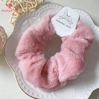 < zhuliye789 > Dây buộc tóc mềm mại ấm áp mùa đông dành cho nữ Cô gái Dây buộc tóc co giãn sang trọng dễ thương Dây cao su nhiều màu Phụ kiện tóc