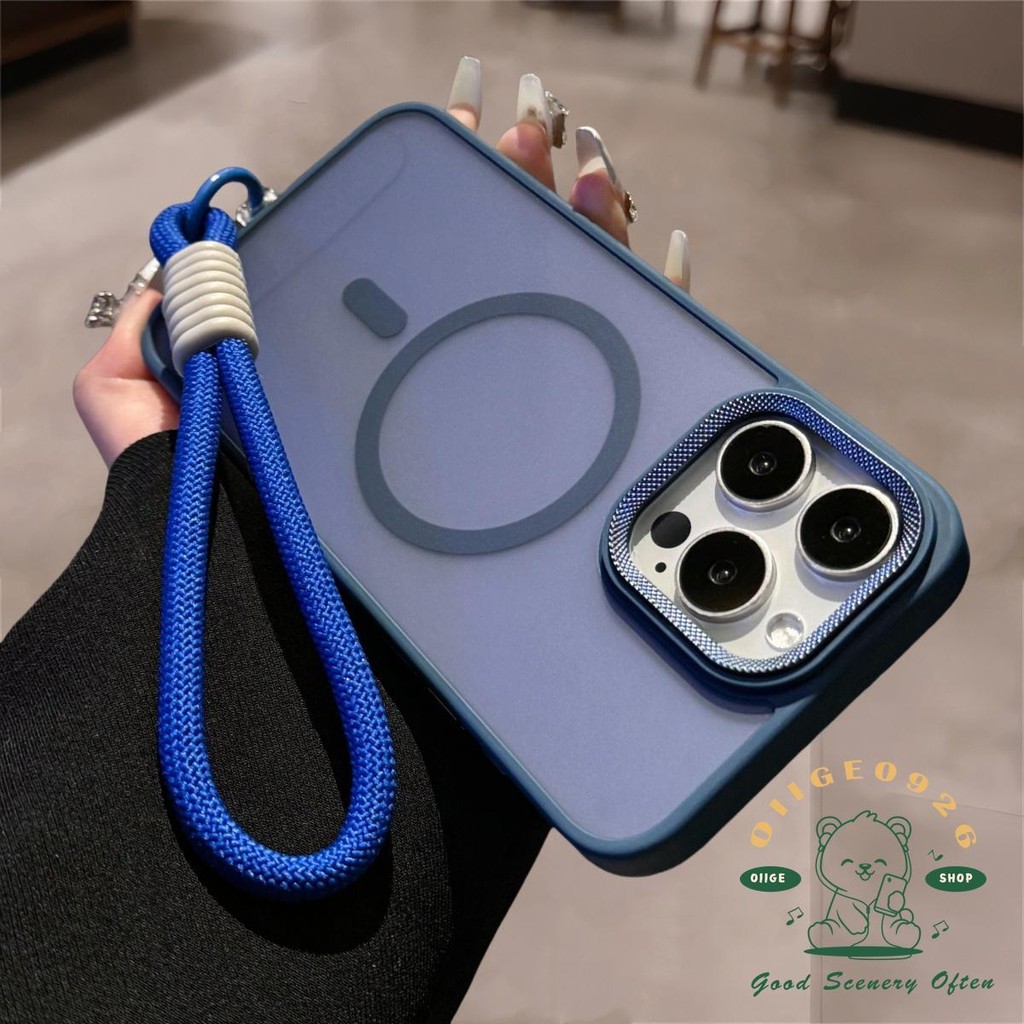 【 Ốp lưng iphone16 】 Dây buộc màu sa mạc Vỏ điện thoại dạng lỏng mờ từ tính iphone16 Pro Max 15 14 13 12 11 cho vỏ iPhone Vỏ mềm silicon TPU + PC chống sốc