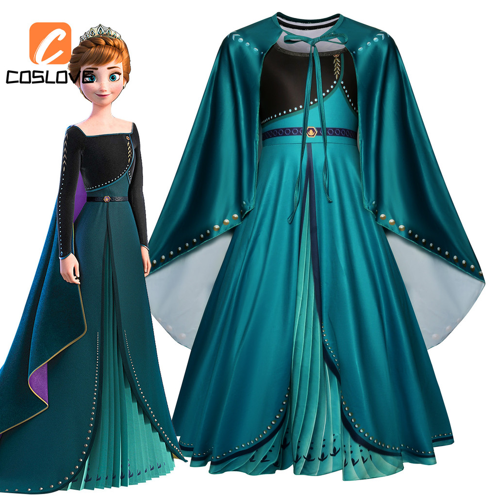 Anime Frozen Anna Elsa Cosplay Quần Áo Trọn Bộ Trang Phục Trang Phục Cho Bé Gái Váy Xanh Váy Cosplay Đảng Biểu Diễn