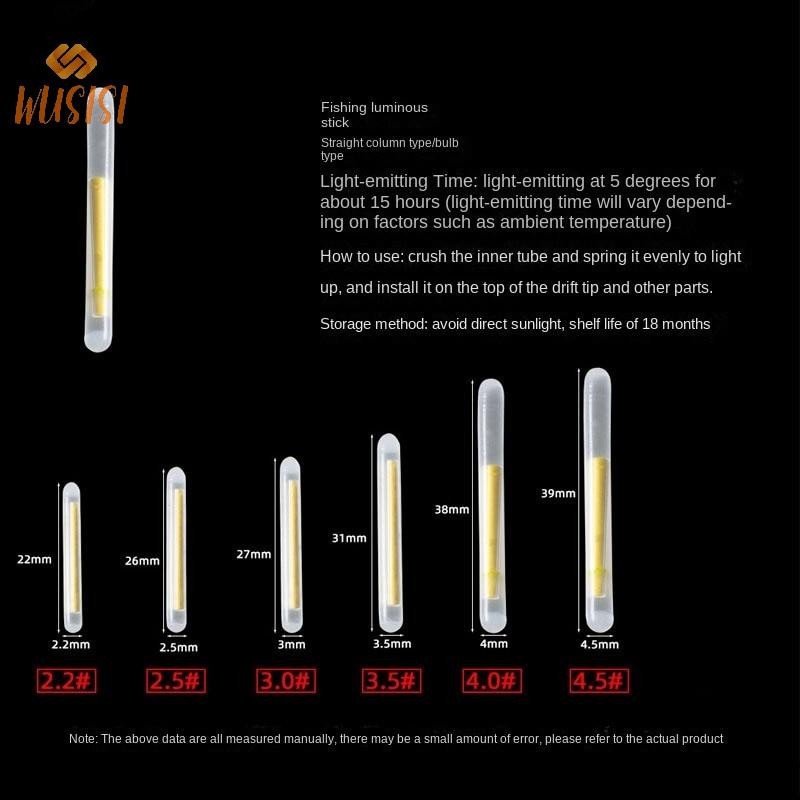 [WUSISI] 50 Cái / lốc 2.2-4.5 Mm Ánh Sáng Ban Đêm Phao Câu Cá Đèn Bóng Phát Sáng Dính Phụ Kiện Câu Cá Huỳnh Quang Lightstick MỚI