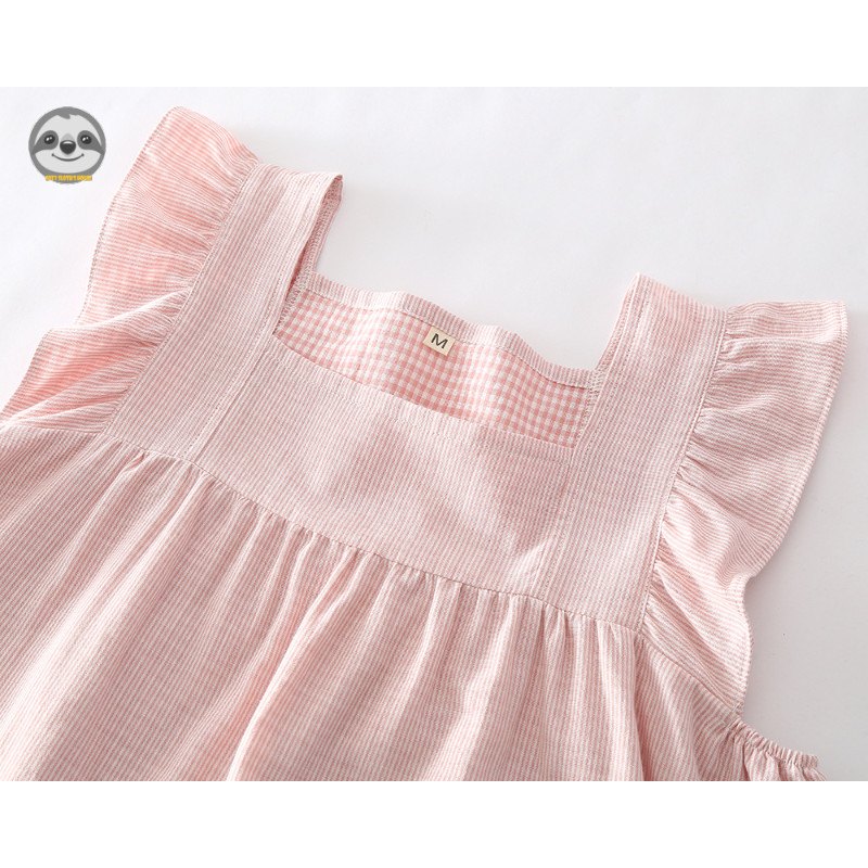 Phong cách Nhật Bản Muji Style / Nữ Cotton Nguyên Chất Gạc Hai Lớp Áo Vest Không Tay Quần Short Bộ Đồ Ngủ / Có Thể Mặc Bên Ngoài Phong Cách Mỏng Homewear Suit