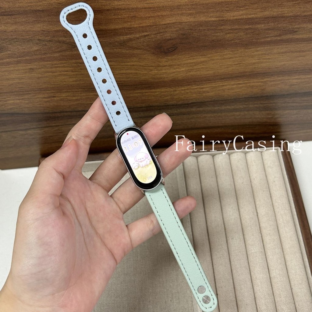 Dây Da PU Thời Trang Cho Xiaomi MiBand 10 9 8 Nfc Slim Band Cho Miband 6 5 4 3 Thay Thế Dây Đeo Tay Phụ Kiện