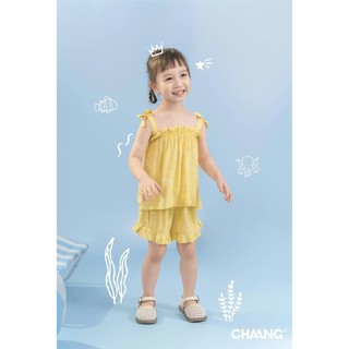 Chaang SS2025 Bộ ba lỗ cúc giữa, bộ hai dây  Sóng - cho bé