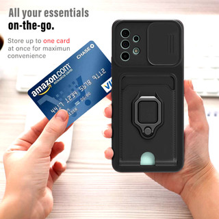 Dành Cho Samsung Galaxy A52 / A52s / A72 / A73 / A53 Ốp Lưng 4 Trong 1 Trượt Camera Bao Đựng Thẻ Đứng Vuông Freebie Dây Chống Sốc Chống Rơi Mỏng Mềm TPU Cover