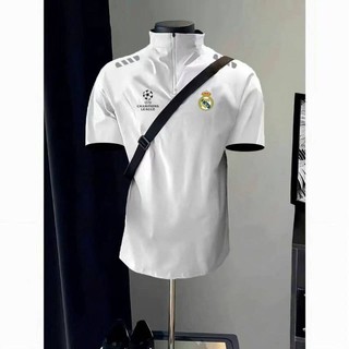 25 Football Sports Quick-Drying T-shirt Training Wear Men's Summer New Stand Collar Half Zip Breathable Thin Short-Sleeved T-shirt uOW0