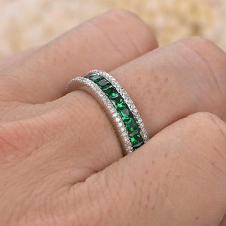 Nhẫn Zircon Xanh Âu Mỹ ins Phong Cách Mới Nữ