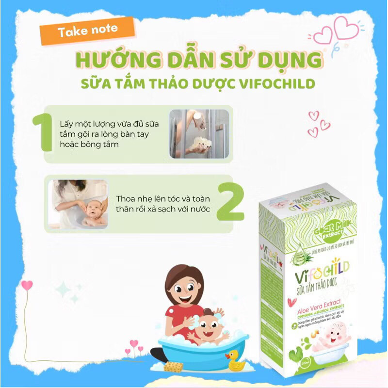 Sữa tắm gội 2in1 thảo dược cho bé VIFOCHILD 200ml Làm sạch Dưỡng ẩm Bảo vệ làn da khỏe mạnh
