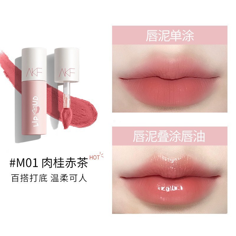 Son môi matte chống dính cốc AKF, không phai màu, phù hợp trang điểm cho học sinh