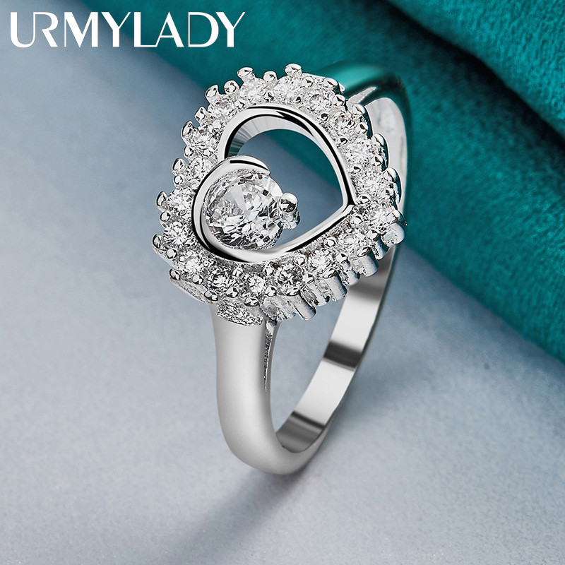 URMYLADY Bạc 925 Tình Yêu Zircon 7-10 # Nhẫn Dành Cho Nữ Người Yêu Cưới Thời Trang Quyến Rũ Trang Sức