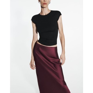 Zara made in Morocco đủ tag Chân Váy Chữ A Bằng Lụa satin Lưng