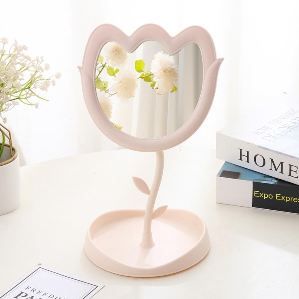 Gương trang điểm hình hoa Tulip LACYES, Gương trang điểm để bàn cổ điển dễ thương, Gương bàn một mặt có độ phân giải cao đa chức năng Phòng ngủ
