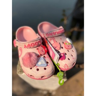 Dép sục classic loopy nữ, Sục loopy hồng tặng kèm charm y hình