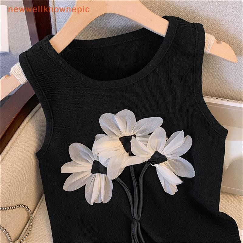Newwellknownepic Thời Trang Mùa Hè Sang Trọng Hoa Dệt Kim Áo Vest Nữ Cổ Tròn Không Tay Sọc Tank Top VN