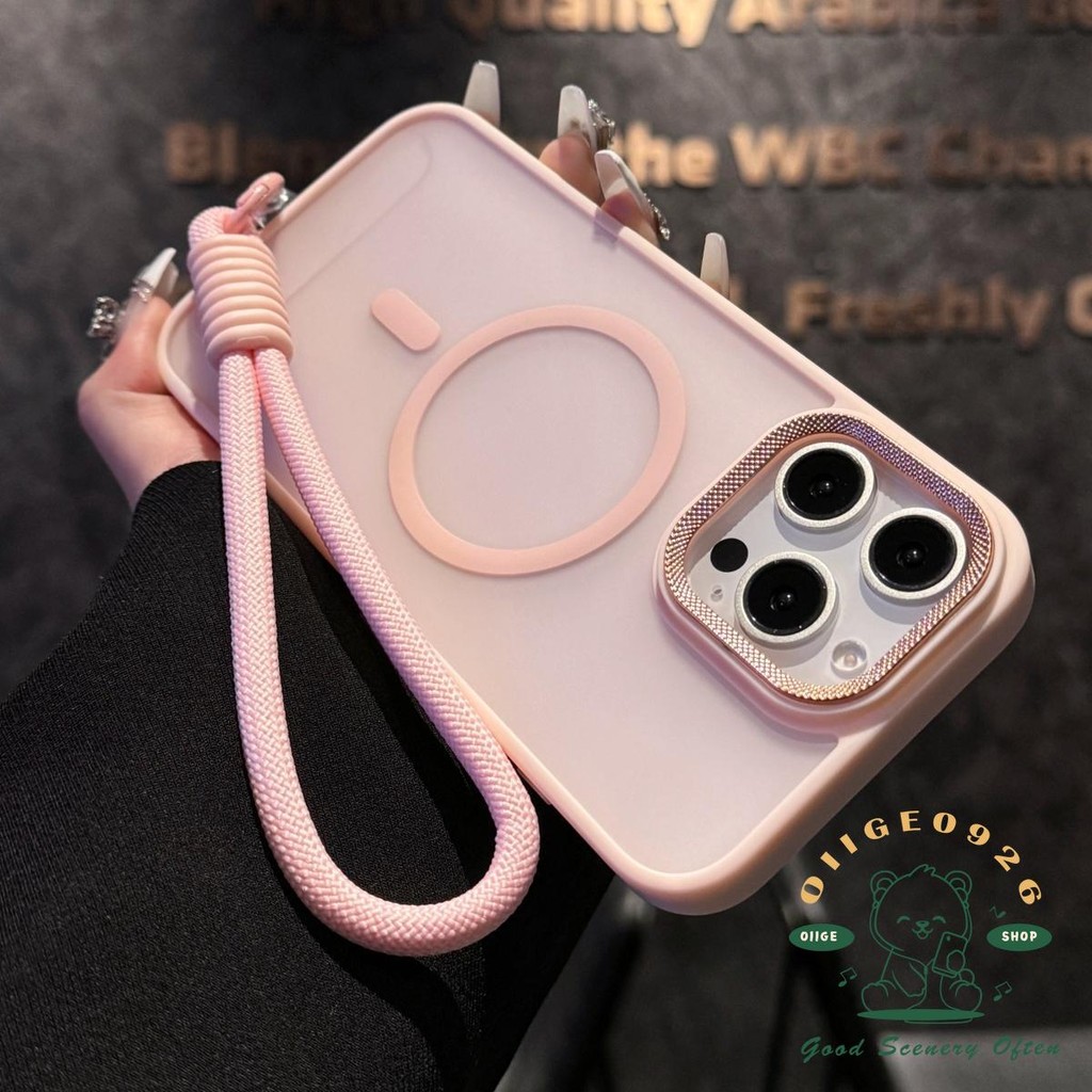 【 Ốp lưng iphone16 】 Dây buộc ống kính kim loại silicon từ tính Vỏ điện thoại mờ iphone16 Pro Max 15 14 13 12 11 cho vỏ iPhone vỏ mềm TPU + PC chống sốc