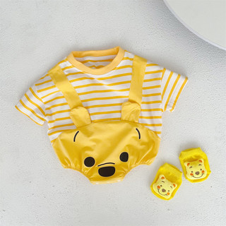 Bộ áo liền quần mùa hè cho bé sơ sinh Sọc Poonie Bear New Baby Boy and Girl Short-sleeved Onesie (0-24 tháng)