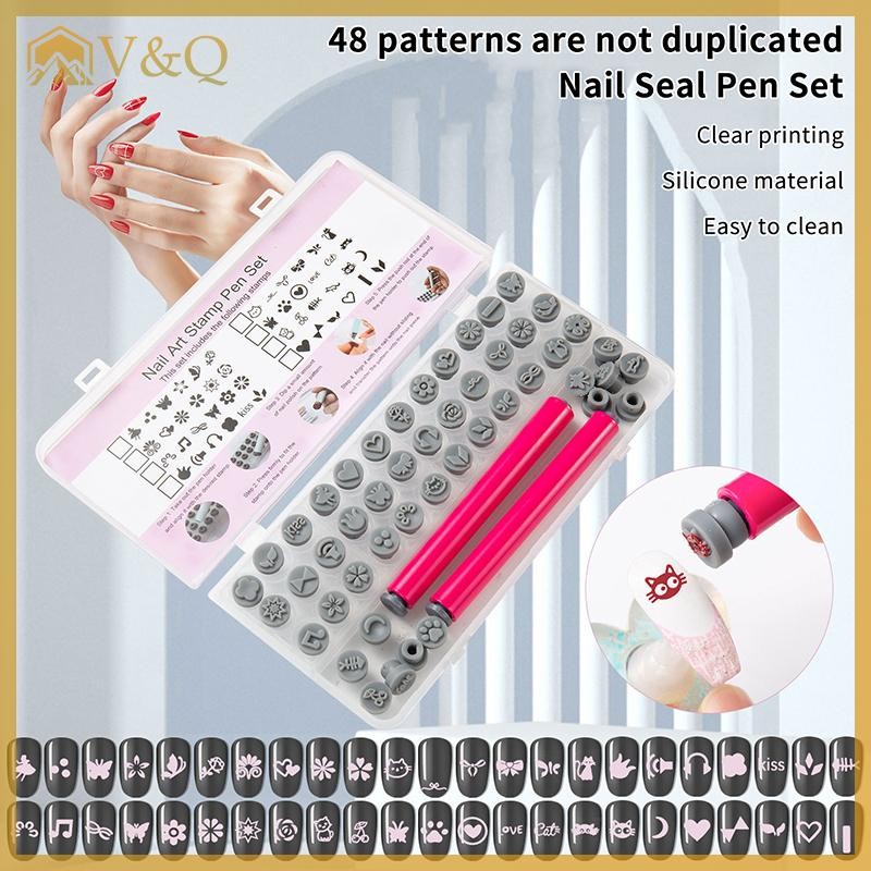 Littleloves1 36 / 48 Chiếc Móng Tay Nghệ Thuật Tem Bộ Bút DIY Thiết Kế Móng Tay Thủ Công Graffiti Hoa Nail Stamper Móng Tay Nghệ Thuật Chấm Dụng Cụ Thiết Kế Đơn Giản EN