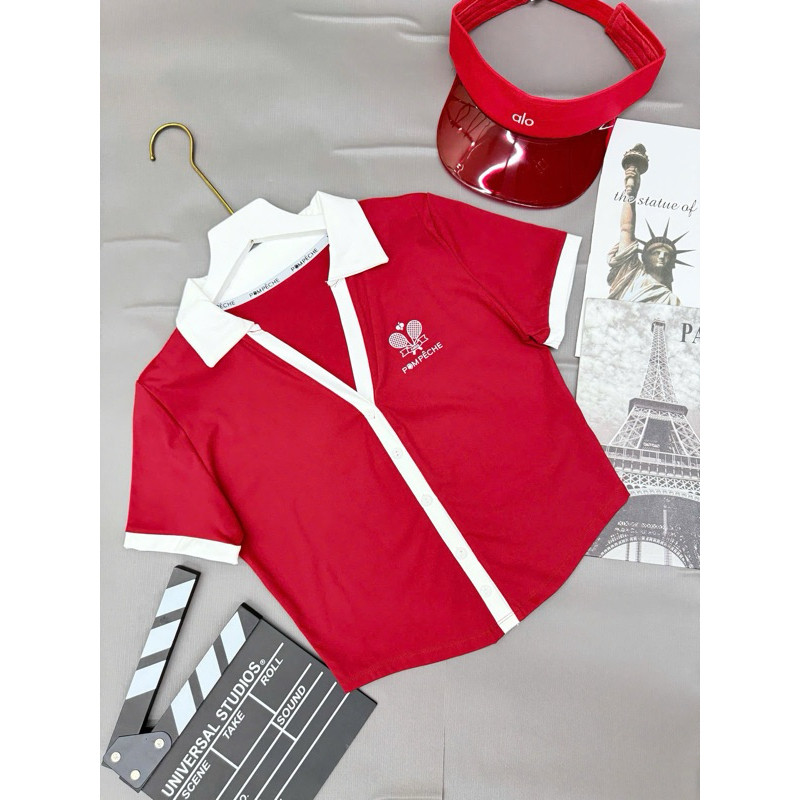 [PICKLEBALL] Áo croptop Pompeche- chất thun lulu Quảng châu tập pickleball, tennis, gofl
