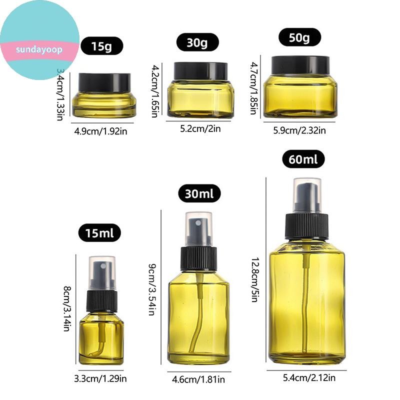 Sund 15ml-60ml Chai rỗng có thể đổ lại Thủy tinh xanh DIY Chai mỹ phẩm Kem dưỡng da Bình bơm Chai dầu gội Du lịch di động VN