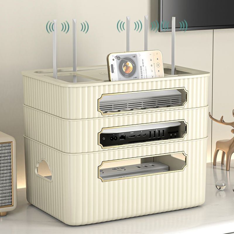 Bộ định tuyến WiFi Hộp lưu trữ TV Set-top Box Giá lưu trữ Ổ cắm và công cụ phân loại dây Giá đỡ vị trí mèo quang không dây