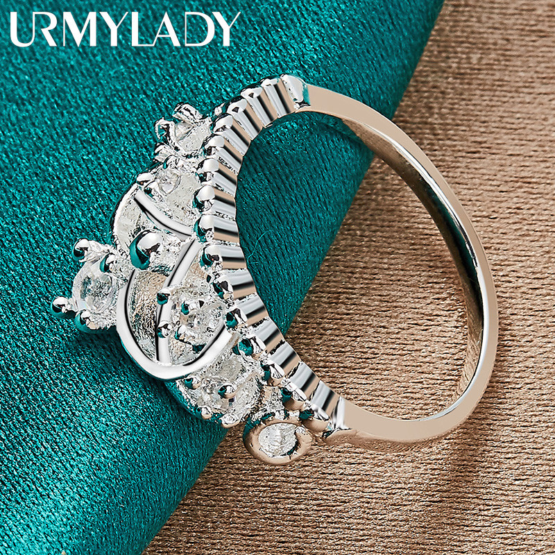 URMYLADY Bạc 925 Vương Miện Zircon 7-10 # Nhẫn Nữ Cưới Quyến Rũ Trang Sức Thời Trang