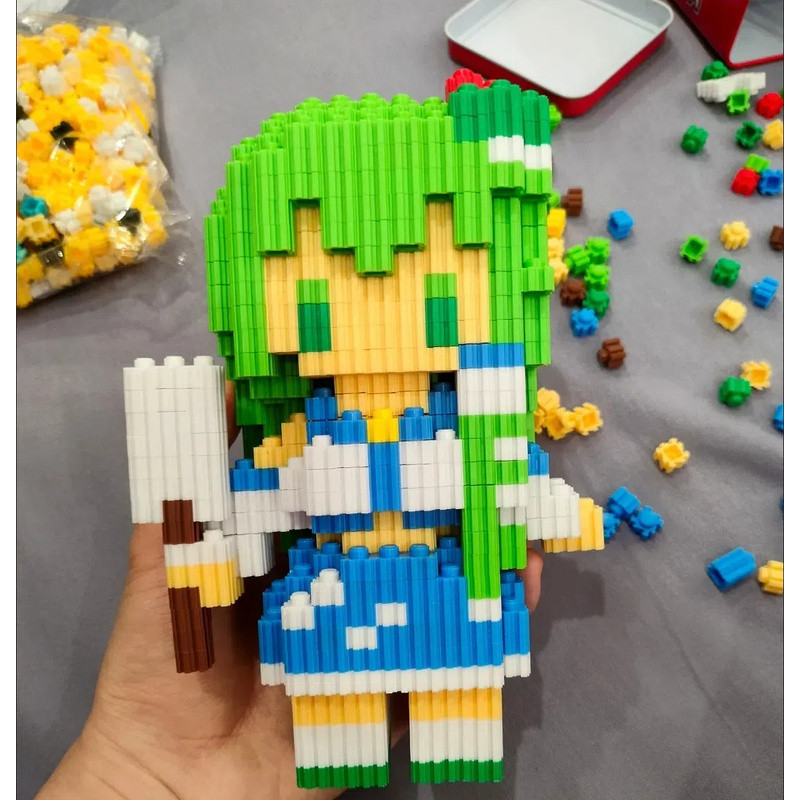 Touhou Project Fujiwara no Mokou Pixel Art Building Blocks – Shrine Maiden Collectible Display Piece – Hình phong cách Pixel – Trang trí theo chủ đề Anime