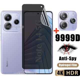 Phim Hydrogel Riêng Tư Chống Peek 2in1 Cho Xiaomi Redmi Note 14 Pro Plus 14pro + Note14Pro 4G 5G 2025 Full Cover Mặt Trước Mềm Riêng Hydrogel Bảo Vệ Màn Hình Mặt Sau Ống Kính Máy Ảnh