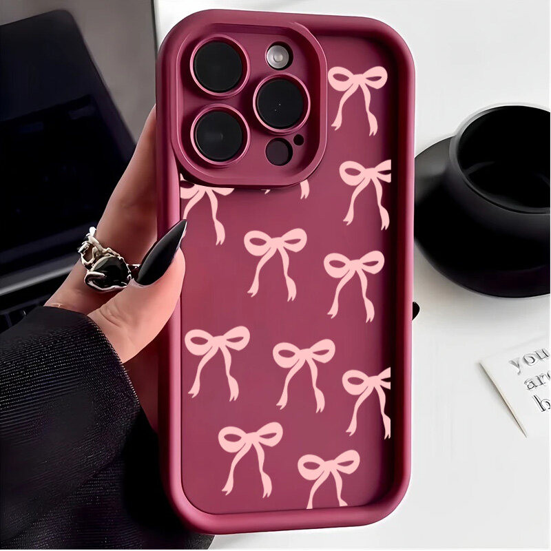 Ốp Cho Google Pixel 9 8 7 Pro 5G Pixel 7A 8A 9 Pro XL Vỏ Điện Thoại Di Động Màu Hồng Nơ Mềm Mại Dễ Thương Chống Sốc Họa Tiết Hoạt Hình Bảo Vệ Camera TPU Silicone Matte
