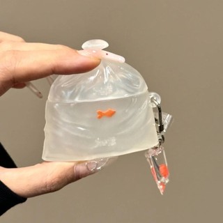 [620 Lời khen ngợi của mọi người] Túi đựng rác trong suốt Mặt dây chuyền cá vàng cho AirPods 3 Vỏ tai nghe AirPods Pro2 chống rơi AirPods 2