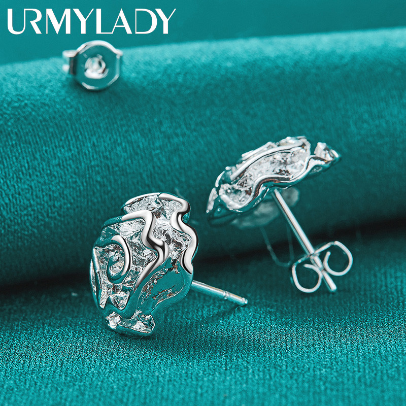 URMYLADY Bạc 925 Hoa Hồng Bông Tai Dành Cho Nữ Cưới Đính Hôn Trang Sức Thời Trang