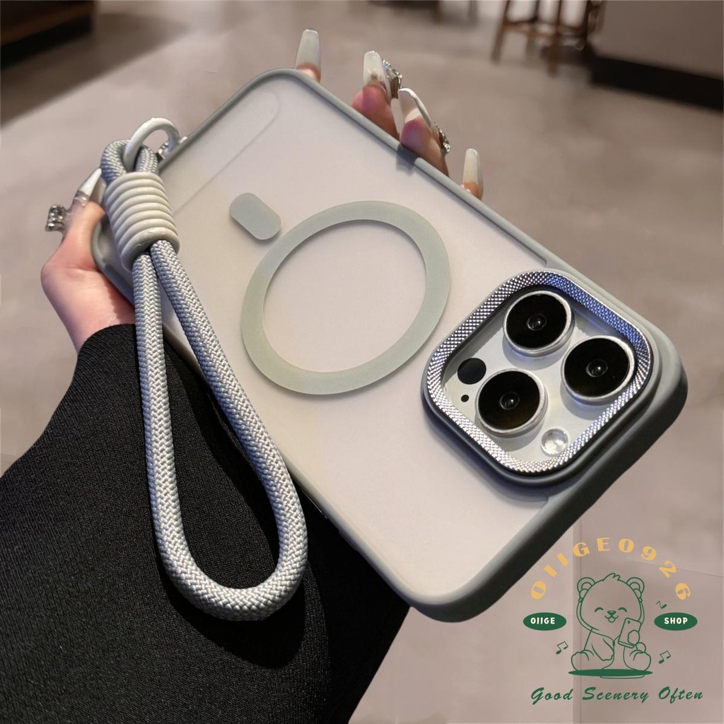 【 Ốp lưng iphone16 】 Dây buộc màu sa mạc Vỏ điện thoại dạng lỏng mờ từ tính iphone16 Pro Max 15 14 13 12 11 cho vỏ iPhone Vỏ mềm silicon TPU + PC chống sốc