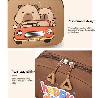 Ba lô Capybara OIWLSAX321, Túi đi học Capybara hoạt hình bằng Nylon, Ba lô mẫu giáo nhẹ dung tích lớn nhiều túi