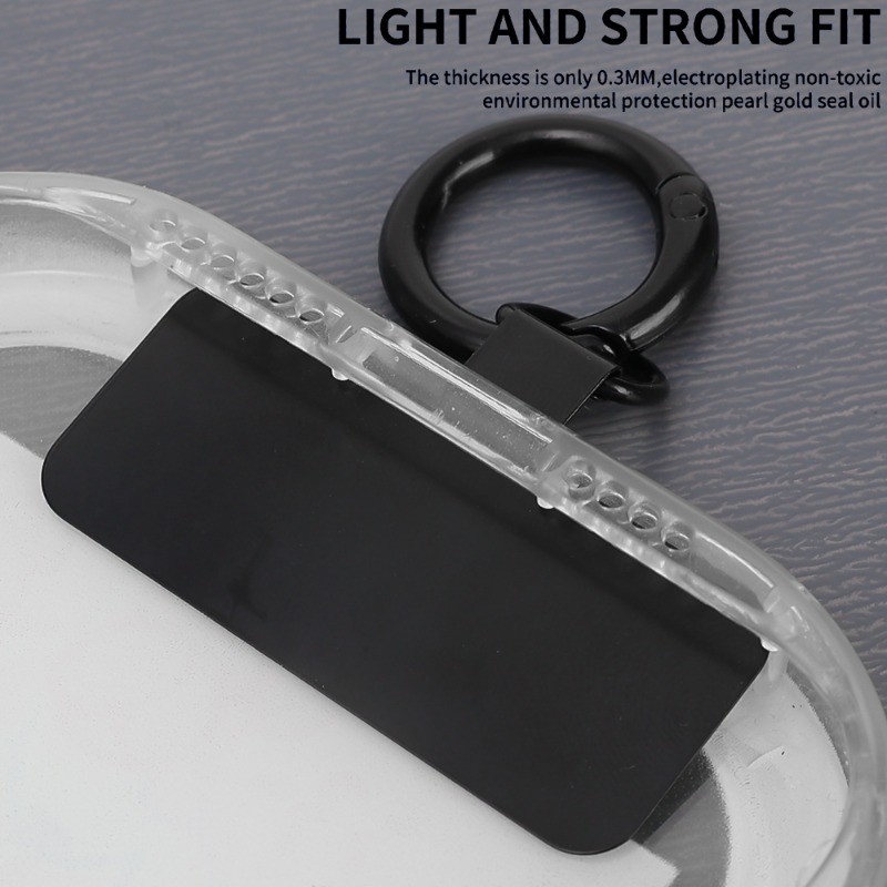 Miếng dán kết nối dây buộc điện thoại bằng kim loại - Tab thép không gỉ có thể tháo rời - Phụ kiện điện thoại di động thực tế
