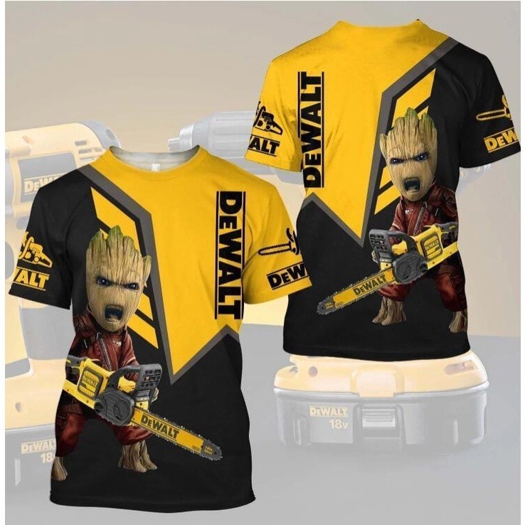 Áo thun nam Dewalt 3D cổ tròn tay ngắn phong cách Harajuku, chất lượng cao