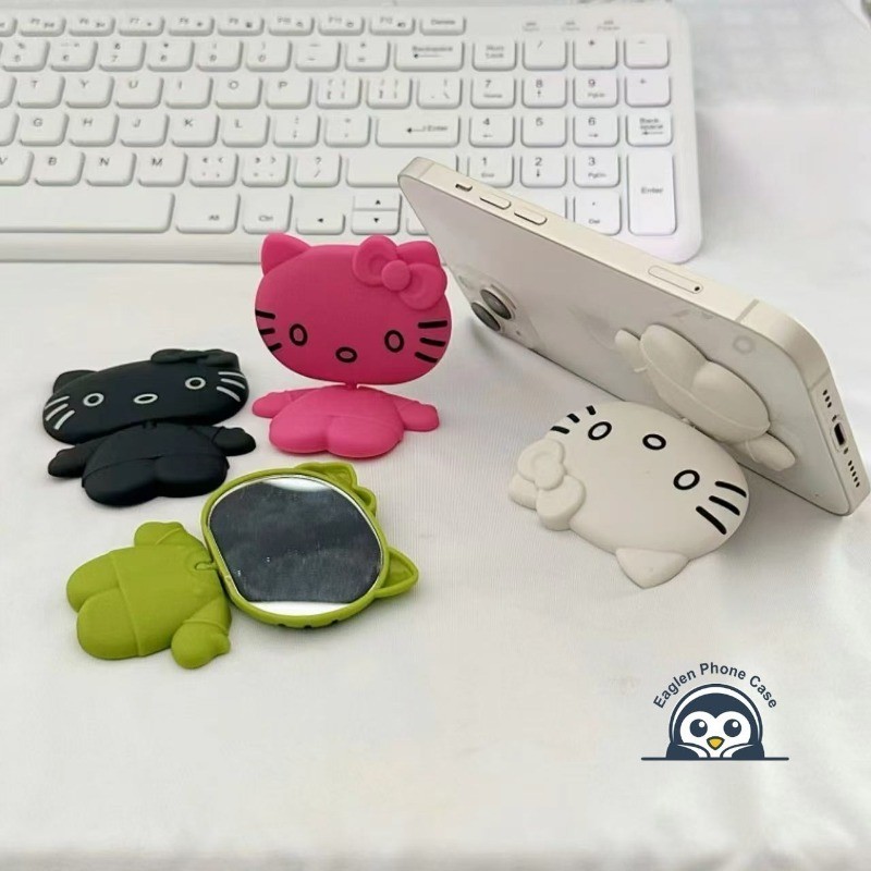 Nhiều Màu Mờ Vỏ Nhựa Dán Loại Màu Trơn Gương Mèo Kitty Giá Đỡ Điện Thoại Có Thể Được Sử Dụng Để Chạm Vào Trang Điểm Và Đồng Hồ Phim Truyền Hình