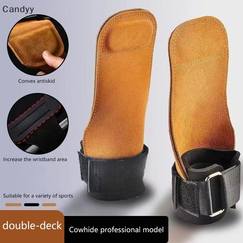 Găng tay da hai lớp dây đeo cổ tay cho nâng tạ, kéo xà, gym, nam nữ, hỗ trợ deadlift