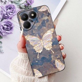 Dành Cho Tecno Pova 7 4G LJ6 Vỏ Hoa Bướm Silicon Mềm TPU Màu Đen Cho Tecno Pova7 4G 2025 Vỏ Điện Thoại