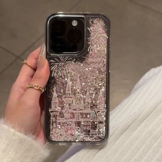 Ốp điện thoại lâu đài cát lún lỏng sang trọng cho iPhone16 15 14 13 12 11 Pro Max bảo vệ camera chống sốc chống rơi mặt sau mềm