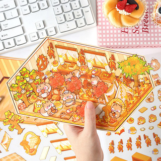 Enwei 3 Cái [Fantasy Four Seasons Series] Đáng Yêu 3D Tạp Chí Dán Chống Thấm Nước Giấy Thêu Sò Chất Liệu Sổ Lưu Niệm Bộ